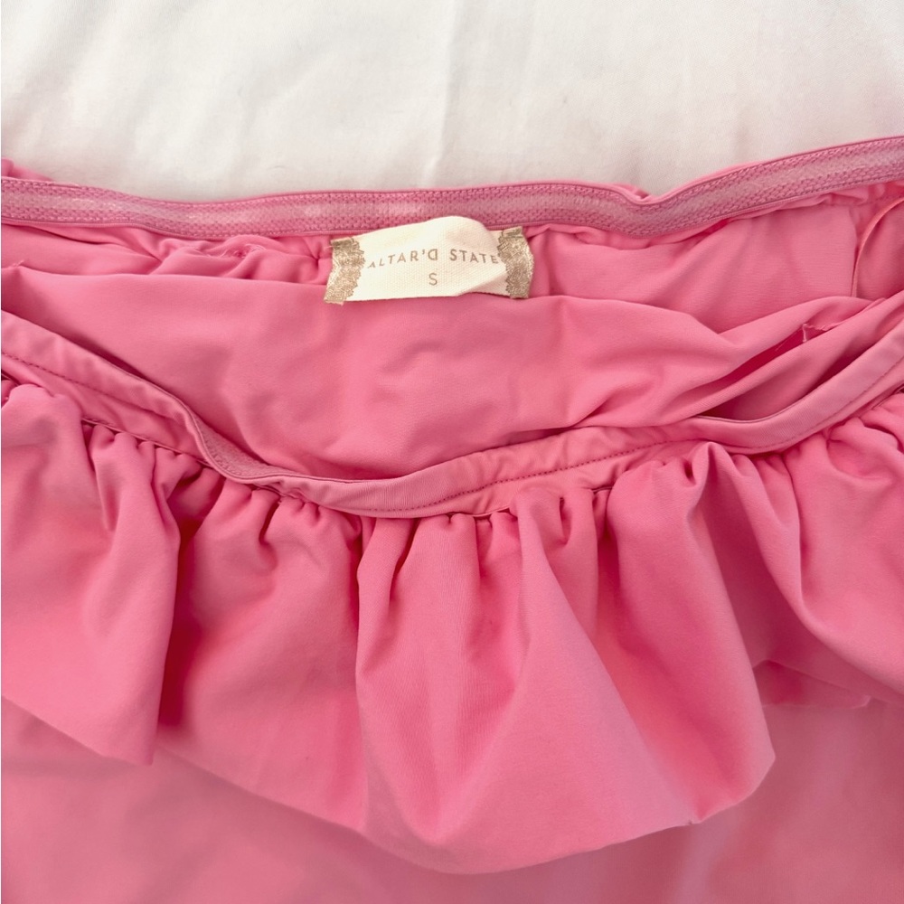Altar'd State Pink Ruffled Bodysuit - Picture 4 of 6